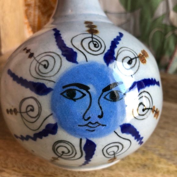 Vintage Tonallan Pottery Vase Sun Celestial 70’s
